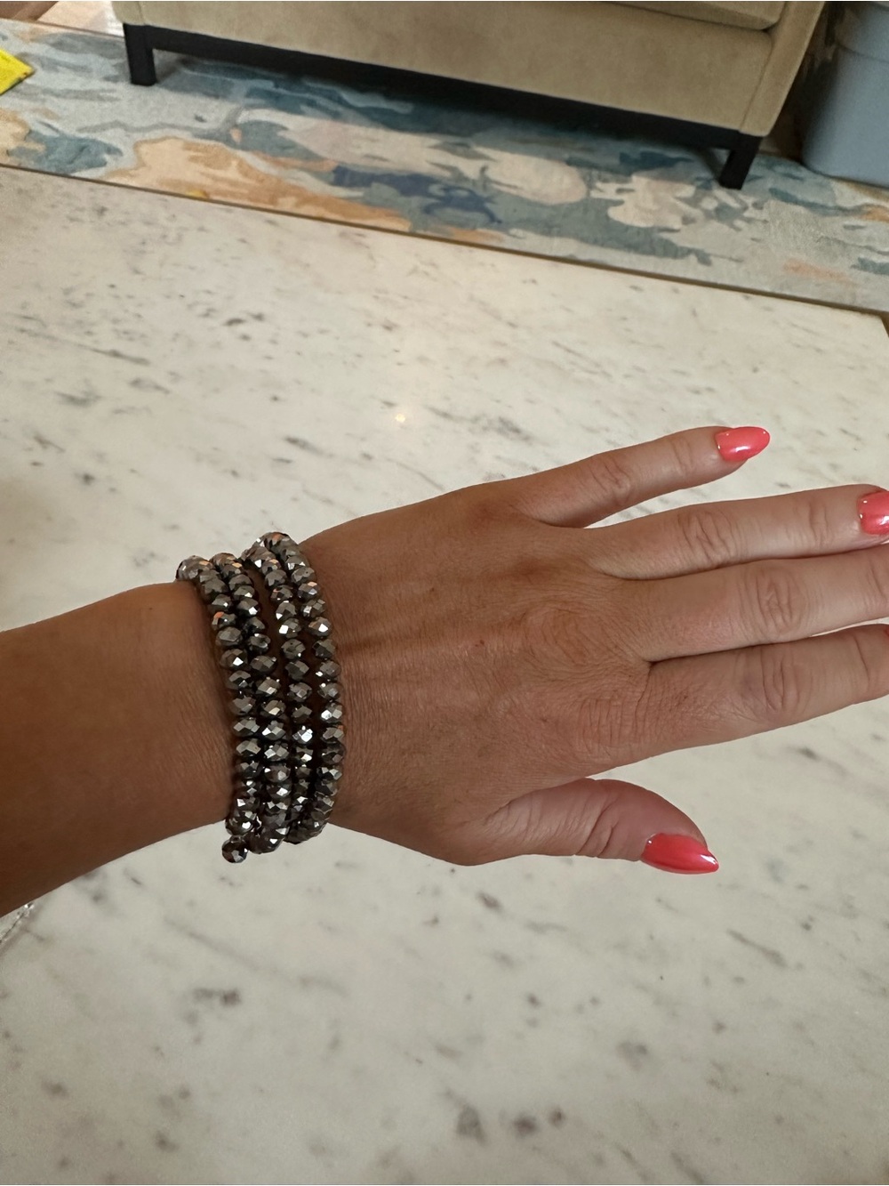Source Unknown Metallic Hematite Faceted Wrap Bracelet